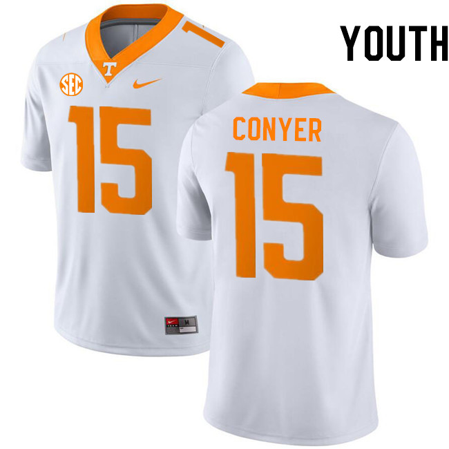 Youth #15 Cristian Conyer Tennessee Volunteers College Football Jerseys Stitched-White